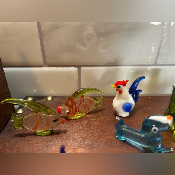 Minature Hand Blown Glass Animals Milk Glass Chicken Bird Mouse Dog etc, 15pcs - Picture 8 of 11